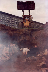 Fotografía de filmación de La peste (1991). Gentileza Luis Puenzo.
